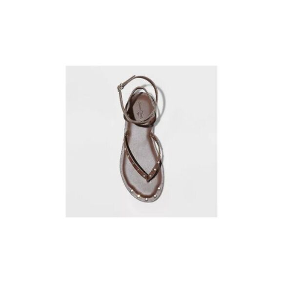 Universal Thread Sandal Women's Nikki Studded Thong Shoe Brown New - Picture 2 of 8